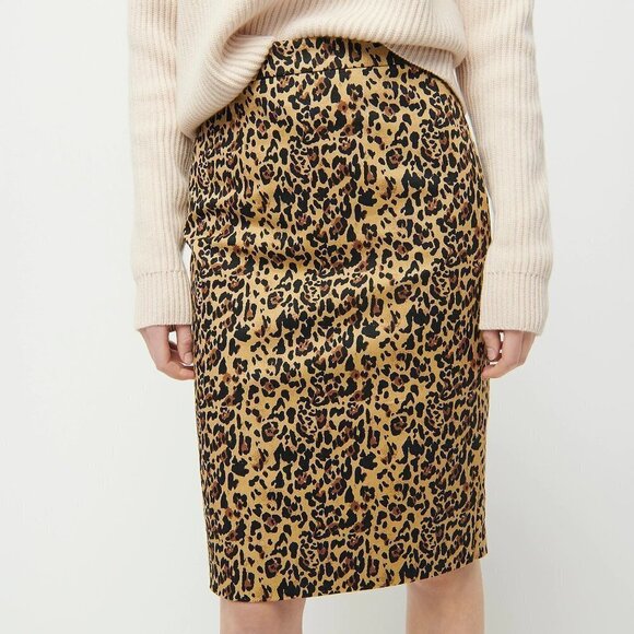 J Crew No 2 Pencil Skirt Leopard Stretch Cotton 6 - Picture 2 of 4